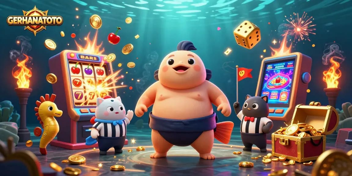 Mainkan peluang terbaik dengan GERHANATOTO dalam ilustrasi kasino yang penuh warna.