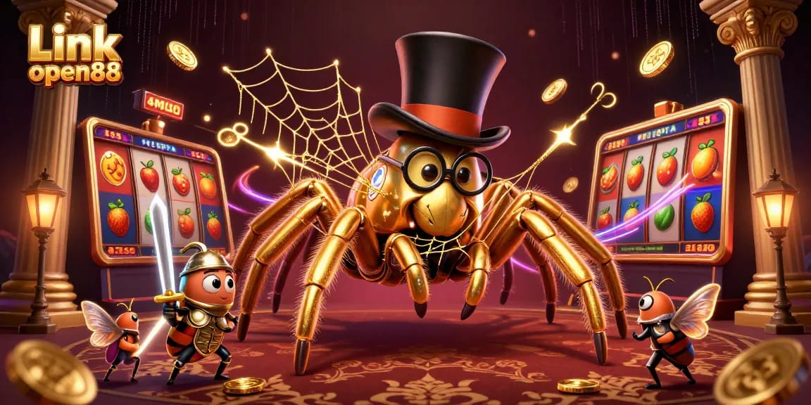 Experience exciting slot action with Link open88 featuring a dynamic 3D illustration of casino elements.