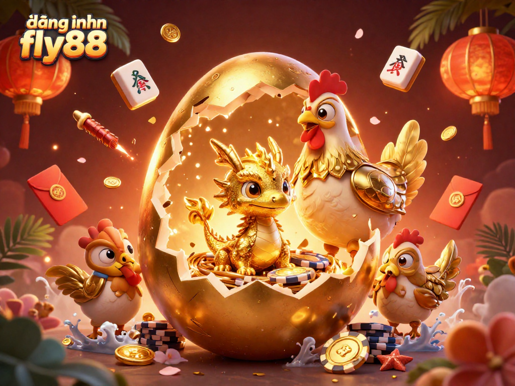 Engage with the excitement of đăng nhập fly88 featuring a golden dragon amidst thrilling casino elements.