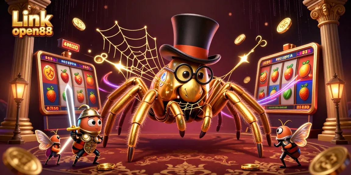 Experience exciting slot action with Link open88 featuring a dynamic 3D illustration of casino elements.