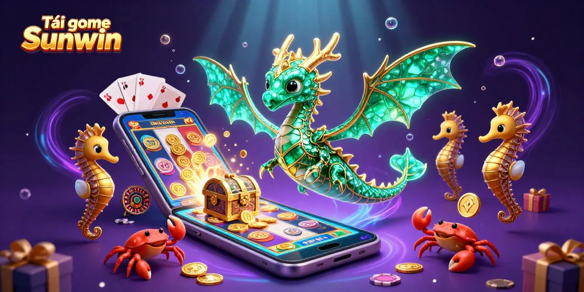 Experience the excitement of Tải game Sunwin with vibrant 3D casino visuals featuring a sea dragon and interactive casino elements.