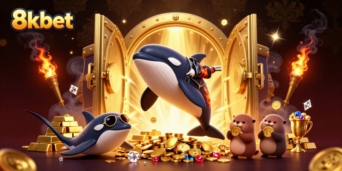 Engage with the thrilling offerings at 8kbet, featuring interactive characters and riches in a vibrant casino setting.