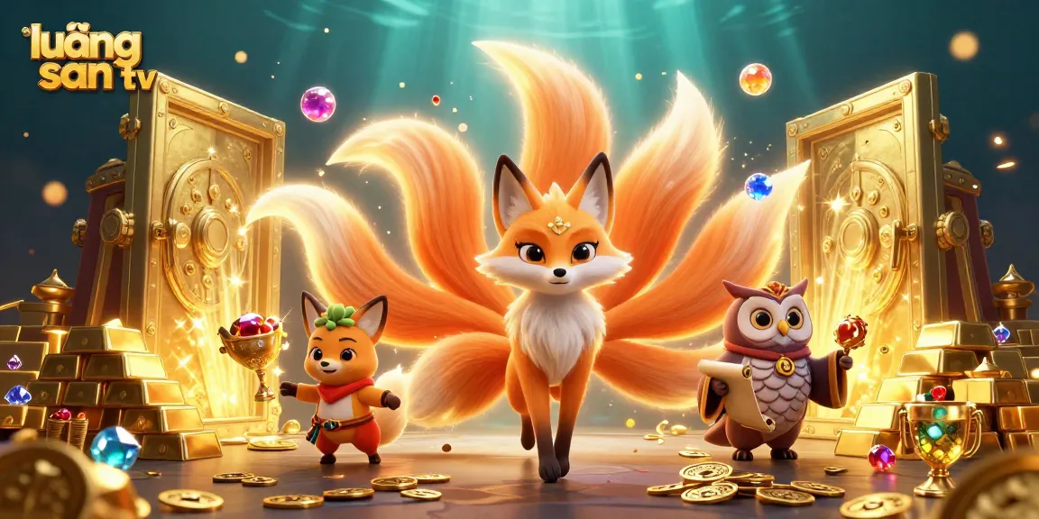 Engage with lương sơn tv's vibrant animated casino universe featuring bright characters and treasures.