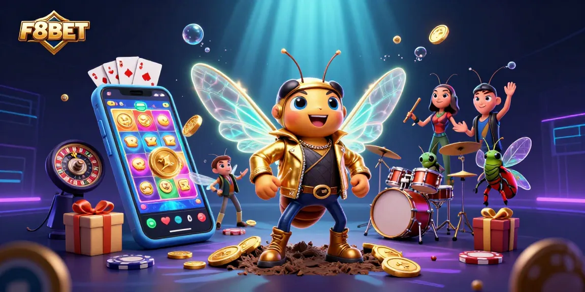 F8BET's vibrant gaming scene showcases 3D characters and engaging casino elements, highlighting exciting gameplay.