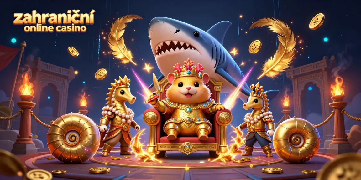 Zahraniční online casino představuje zlatého krále s korunkou na trůnu z megalodoního zubu.